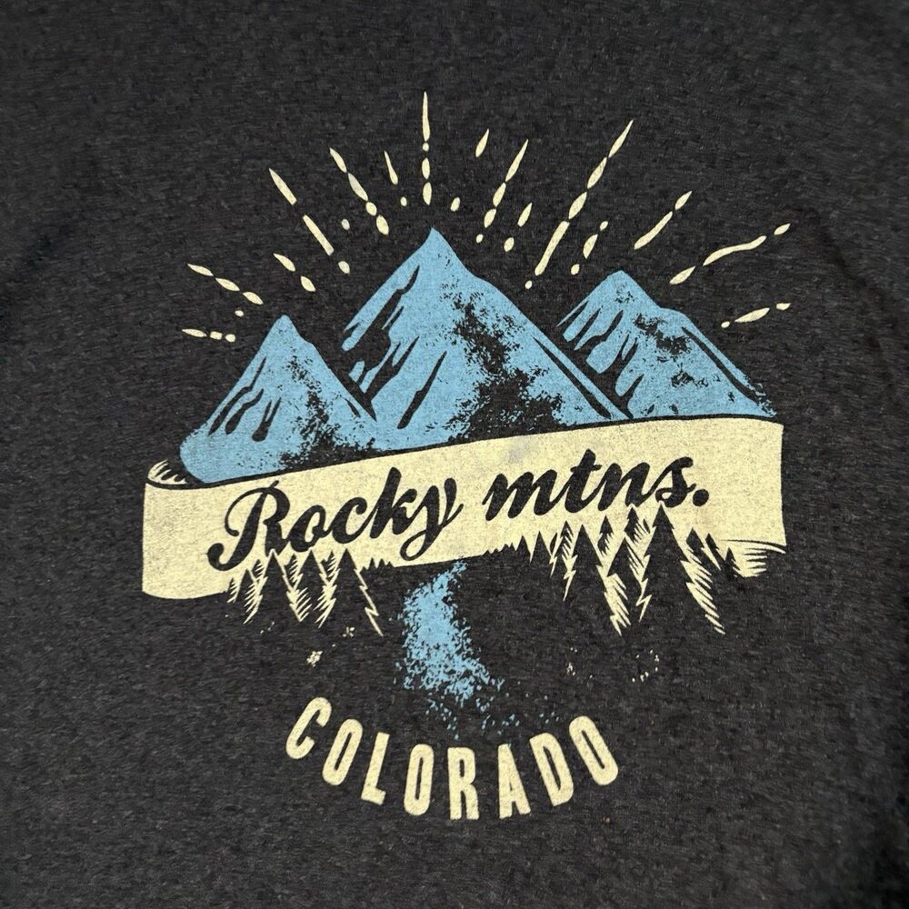 Rocky Mountains Colorado Graphic Tee Charcoal Gray Mens Large L Gorpcore Retro - Picture 3 of 6